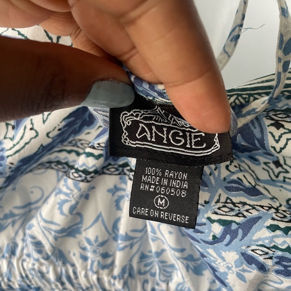 Angie Blue and White Halter Maxi Dress - Picture 3 of 10